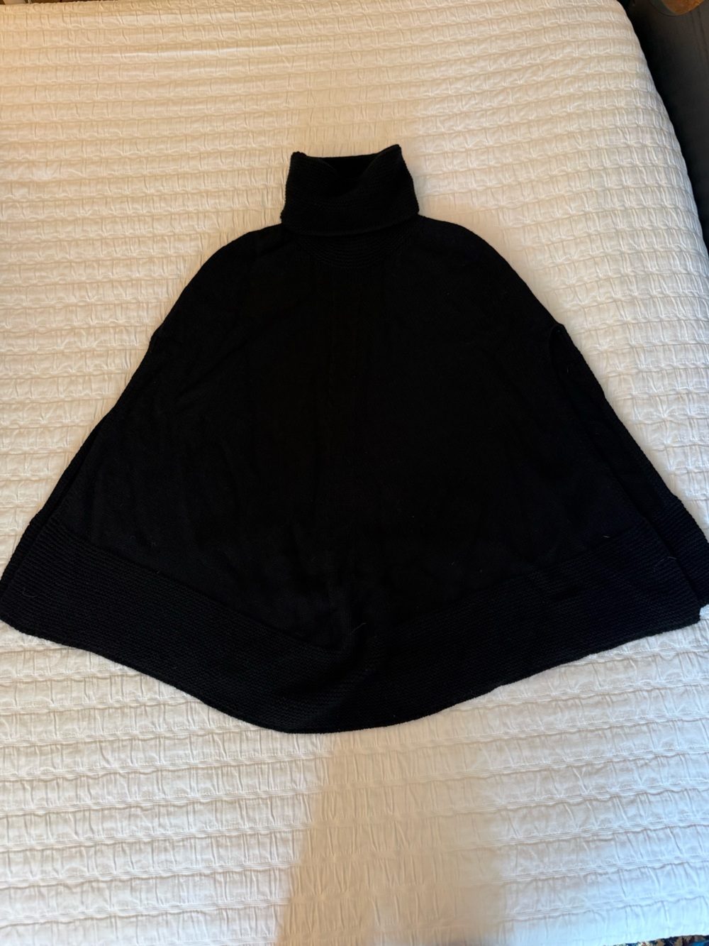Black MaisonCashmere Selva Turtleneck Women’s Sweater Poncho